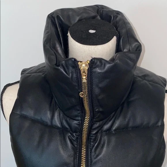 Juicy Couture Black 100% Leather Puff Vest S - Picture 3 of 8